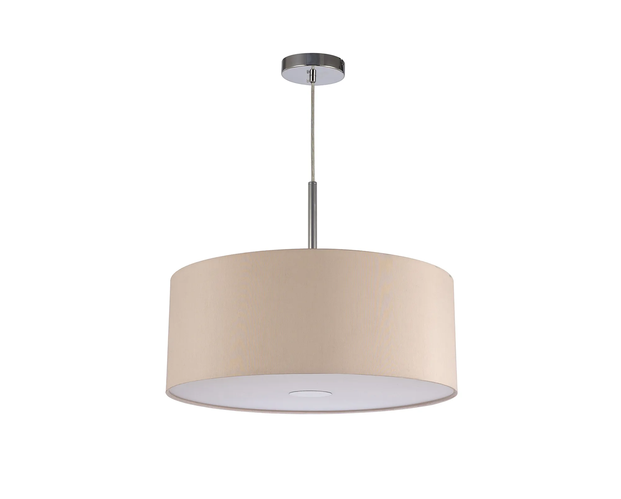 Baymont 50cm Pendant 1 Light Polished Chrome, Nude Beige/Moonlight, Frosted Diffuser DK0144  Deco Baymont CH NU